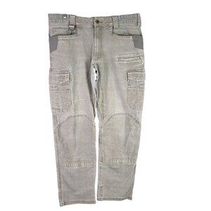 Mens Noble Outfitters Beige Workwear Cargo Pants Reinforced Knees Size 34X34